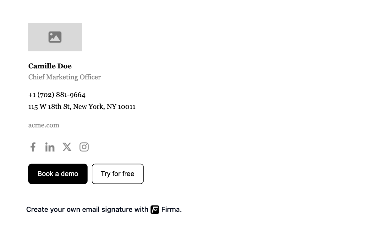 Photo left email signature template